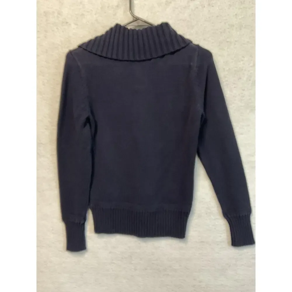 Ralph Lauren Jeans Co Sweater Womens Small Navy Blue Ribbed Collar Pullover Knit